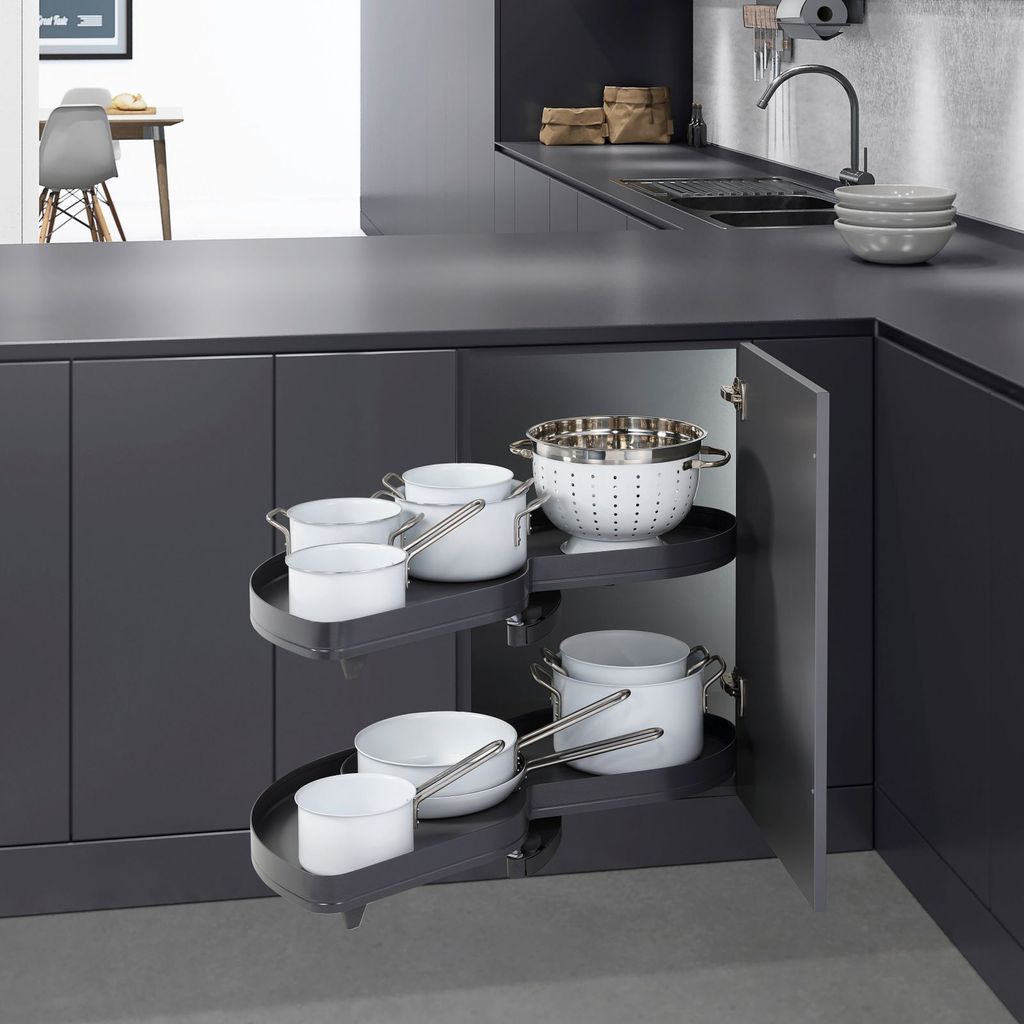 Kesseböhmer LeMans II Eckschrank Beschlag 600 mm Links, ARENA pure, anthrazit