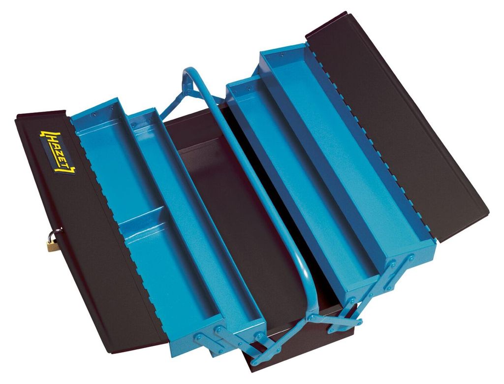 Metall-Werkzeugkasten leer 190L (blau/schwarz, 5 Fächer, Produktbild 