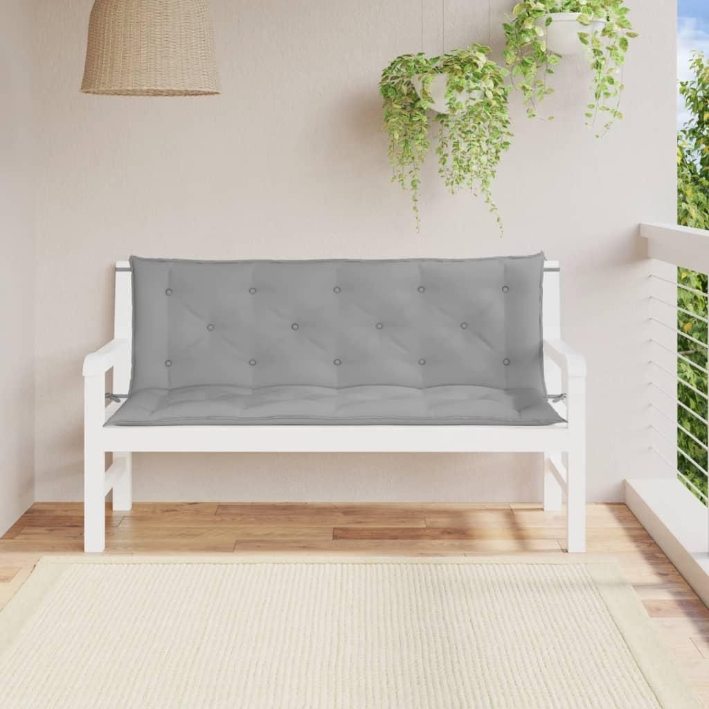 vidaXL Coussins de banc de jardin 2 pcs. Gris 150x50x7 cm Image du produit 