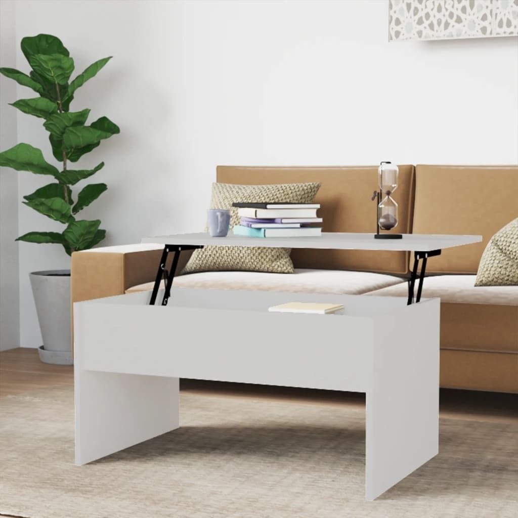 The Living Store Couchtisch Weiß 80x50,5x41,5 cm Holzwerkstoff