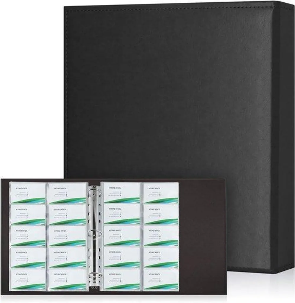 Rangement cartes de visite A4 noir 600 places : fini les cartes perdues