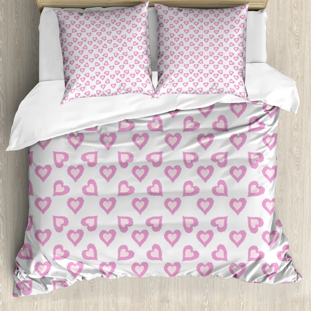 ABAKUHAUS Set Copripiumino Cuori Viola Lavanda 200x200 Anallergico