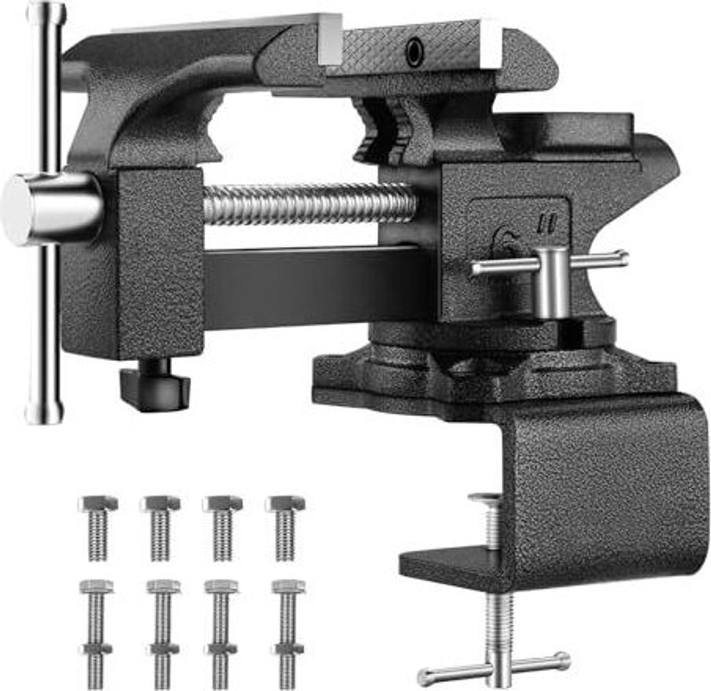 TEENO Schraubstock 6 inch, max. Öffnung 115 mm, Klemmkraft 1500kg, abnehmbar und doppelt verwendbar(Maulweite: 150mm)