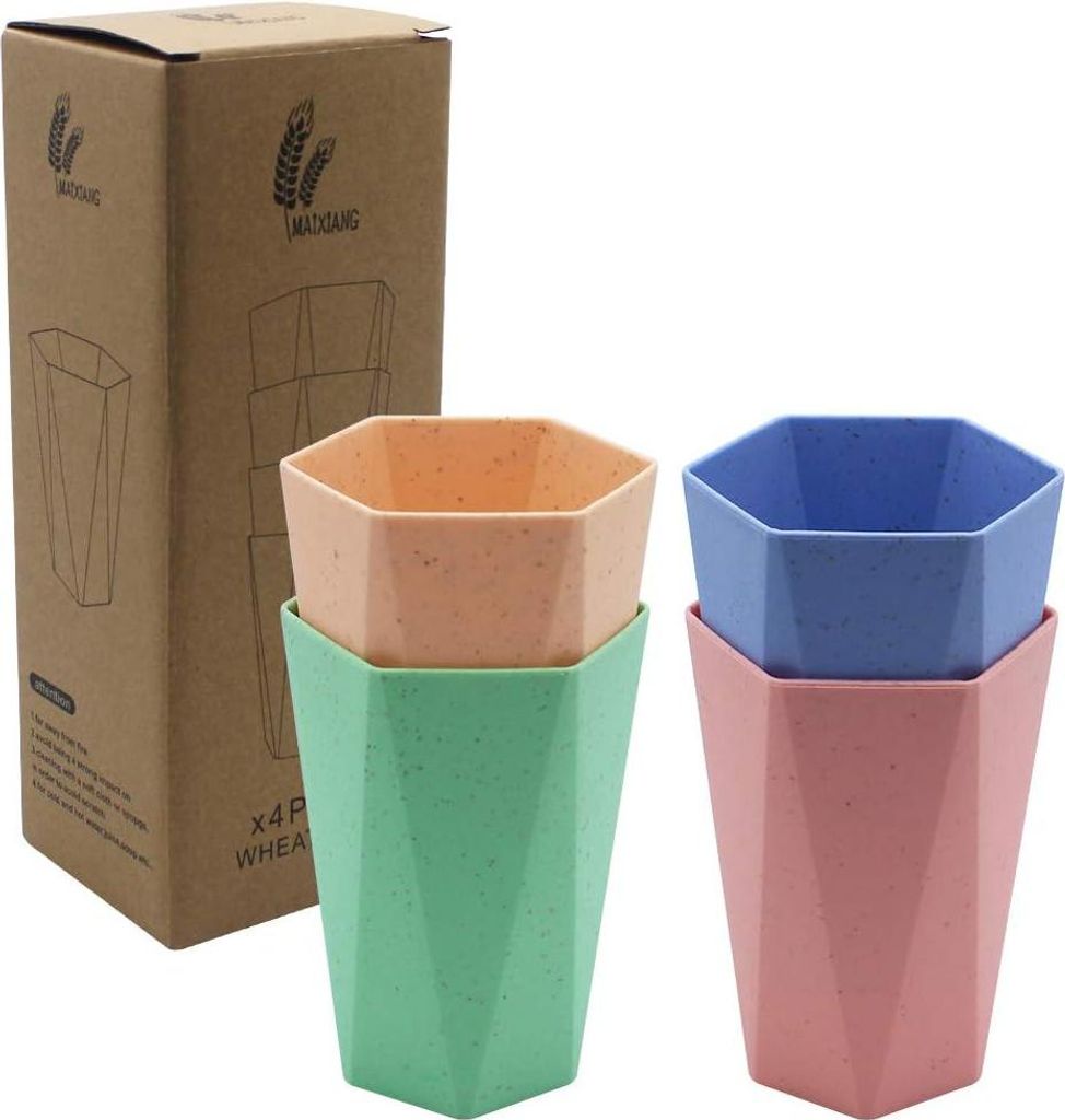 4er-Packung Weizenstrohbecher, umweltfreundliche Trinkbecher, 230 ml (7,8 oz), wiederverwendbare Becher, bruchsichere Weizenstrohbecher, Weizenstro...