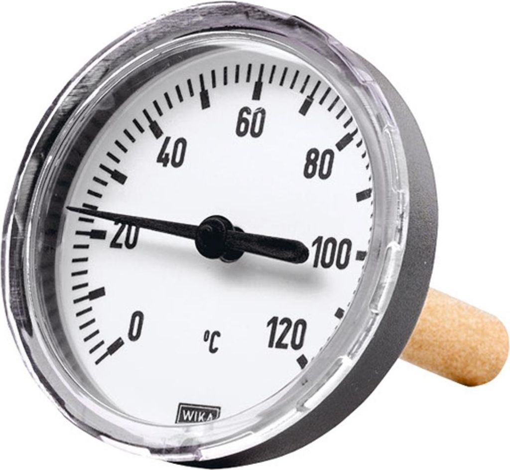 Riegler Bimetallthermometer, G 1/2 hi., Tauchschaftlänge 60mm, Ø 63, bis 60°C