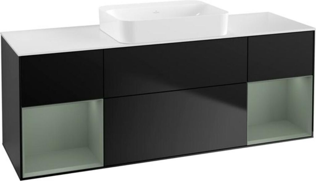 V&B Waschtischunterschrank Wandbeleuchtung Finion 160x60,3x50,1cm, Rg Ol m Lac, bla m Lac