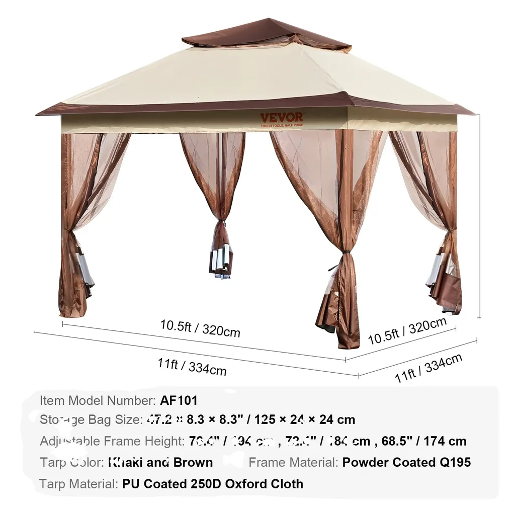Abri de jardin pop-up blanc 3,3m réglable pour réception et terrasse