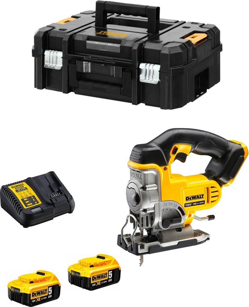 Pendelhub-Stichsäg DeWALT DCS331P2 (2 x 5,0 Ah + DCB115 + TSTAK II)