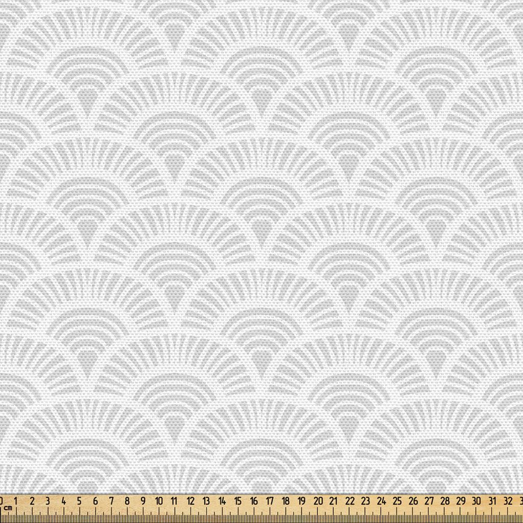 ABAKUHAUS Grau und Weiß Gewebe als Meterware, Vintage Halbkreis-Figuren mit Retro Style Pale Tone Effekte Artwork, 10 M (148 x 1000 cm), Warm Taup...