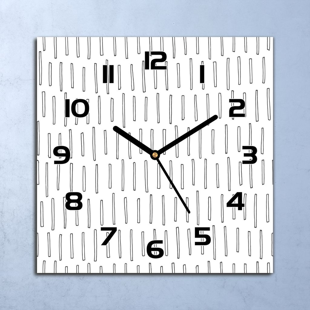 Wanduhr Echt-Glas-Küchenuhr Geometrische Stäbe Quarz 30x30 Deko Bilder