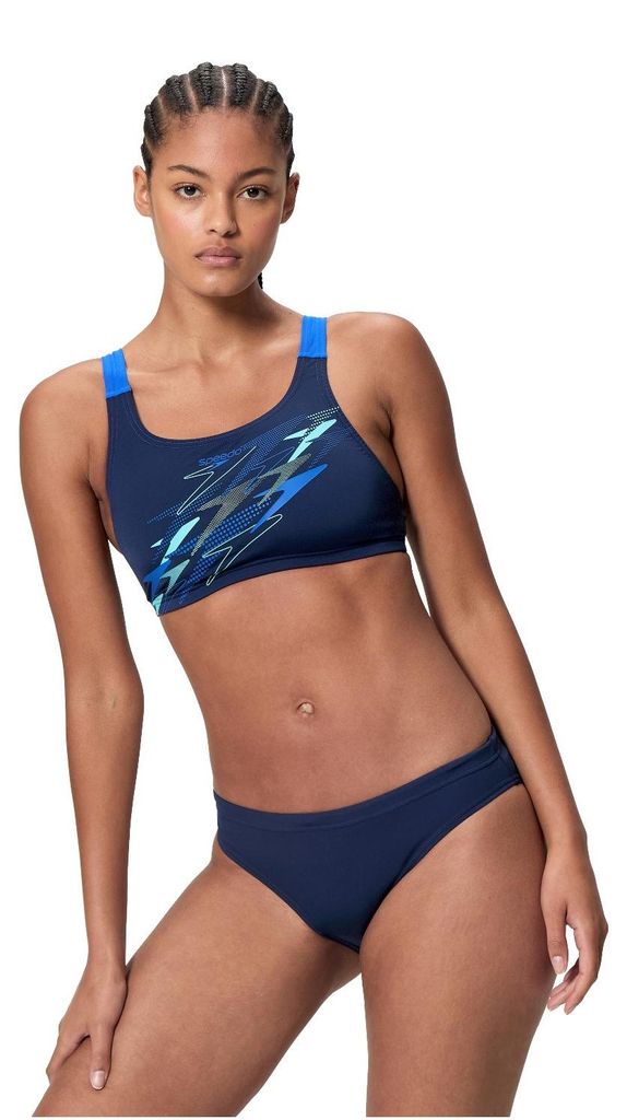 Speedo Medley Bikini Damen chlorbeständig, Farbe:Blau, Größe:44