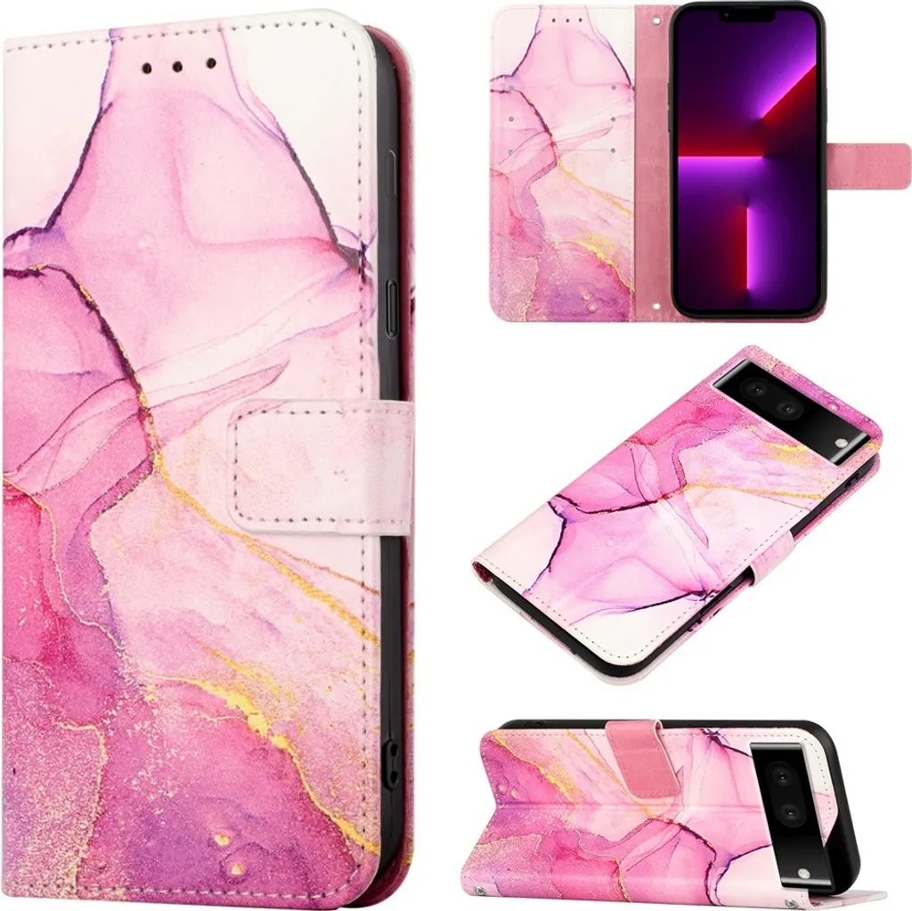 Cover Portafoglio Pixel 7 Pro Rosa Marmo - Praticità e Stile Chic