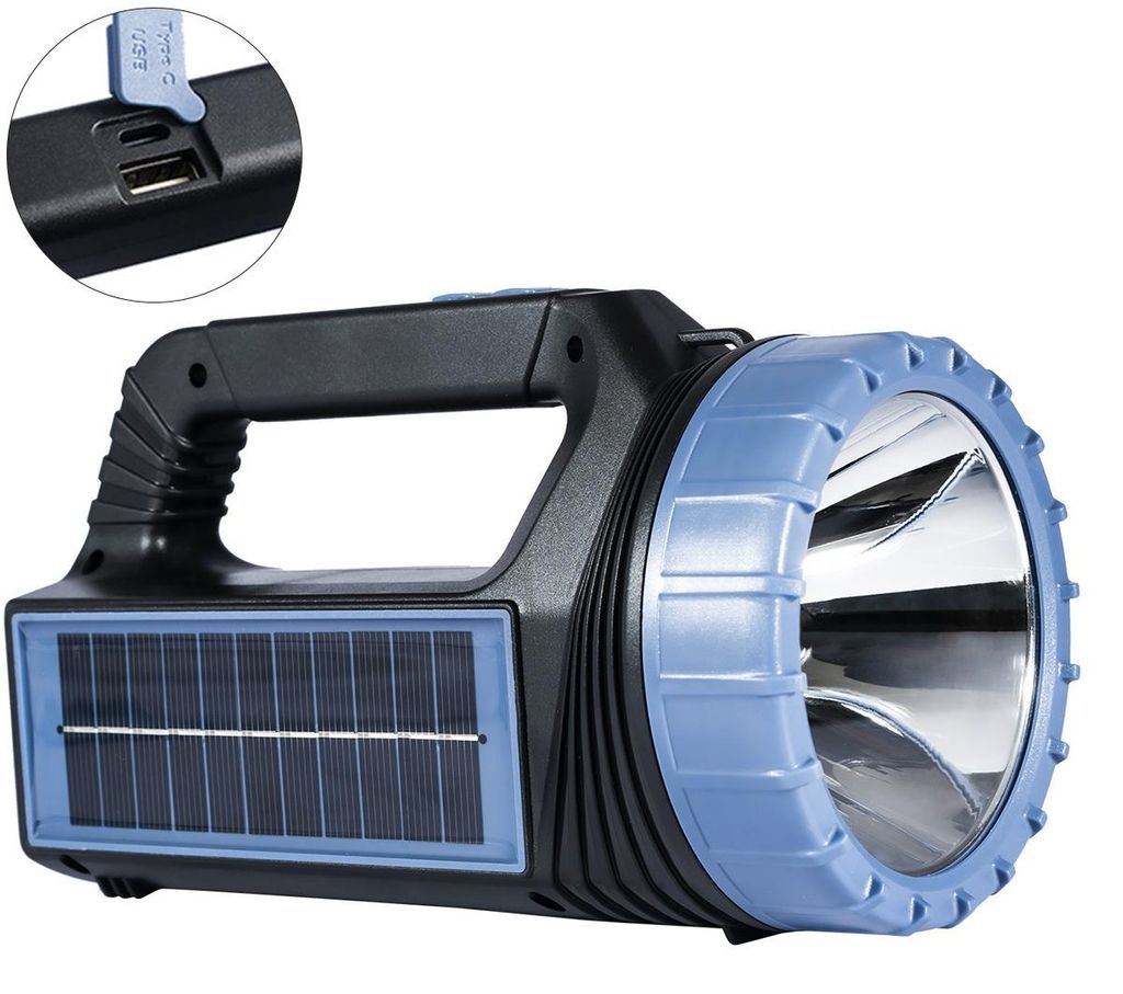 Solar-Taschenlampe, solarbetriebene Multifunktions-Taschenlampe mit 8000 Lumen und Notlichtfunktion, für Zuhause, Wandern im Freien und Stromausf...