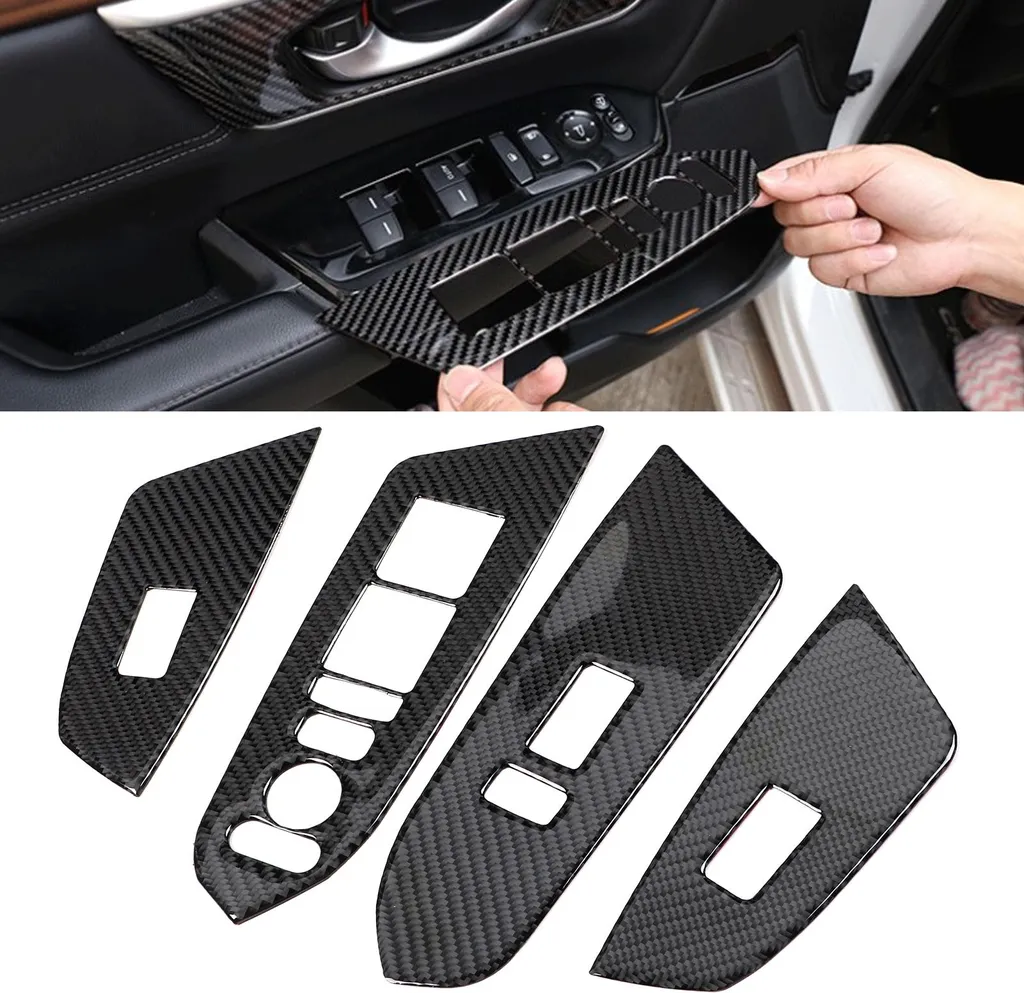 Décoration Carbone Résistante pour Panneau de Fenêtre Honda CRV 4 PCS