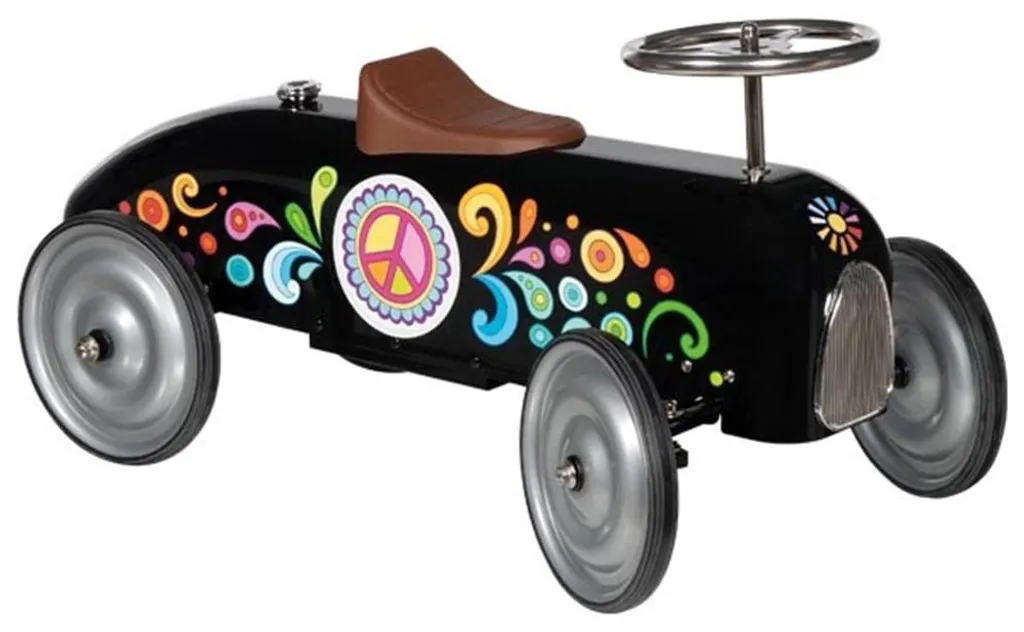 Porteur voiture enfant Goki noir - Jouet à pousser métal et caoutchouc
