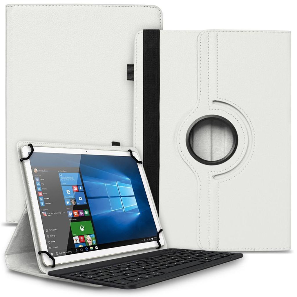 Tablet Tasche Odys Space One 10 / SE Tastatur Hülle Schutzhülle Bluetooth CoverFarbe Uni 360 Taschen:Weiß