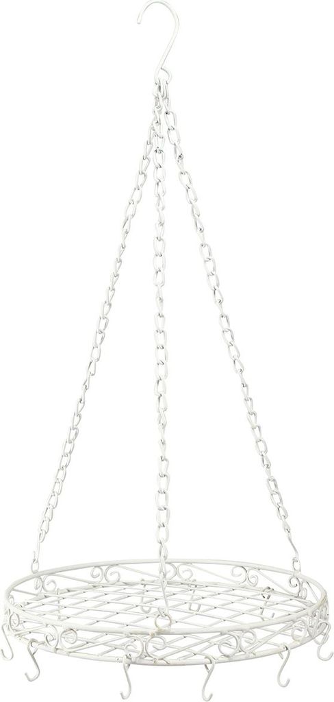 Hängedeko Metall Tablett Weiß Ø29,5cm H55cm Shabby Chic mit Produktbild 