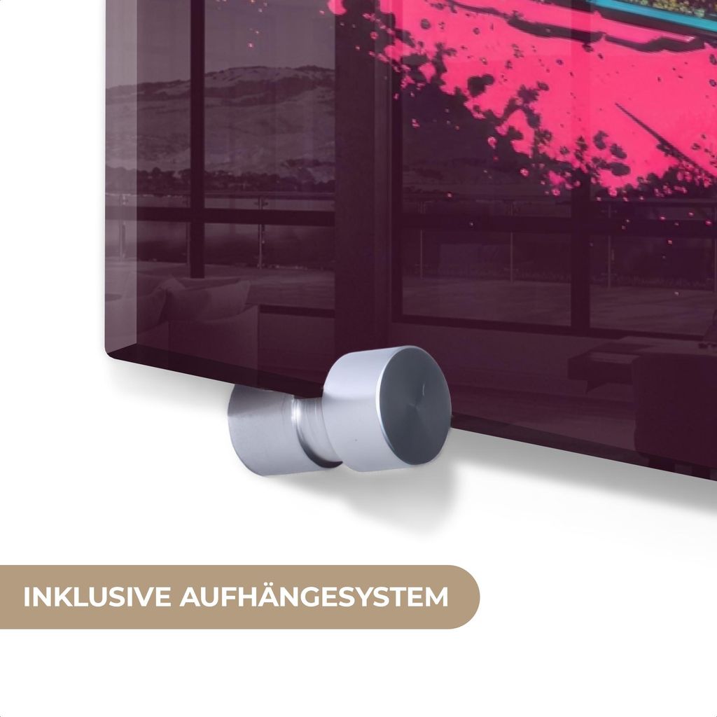 MuchoWow Glasbilder - Bilder auf Wandbild - Foto auf Glas Golf - Bunt - Sonne - Palmen 80x40 cm Wanddekoration aus Glas - Acrylglasbild - Acrylbild...