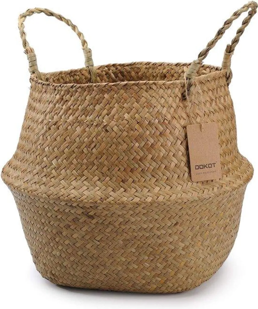 Boîte de rangement jouets pour enfant en jonc de mer avec couvercle