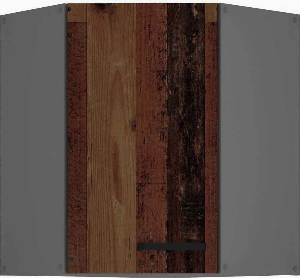 Küche OLD STYLE Eckhängeschrank 60X60 Old Wood Anthrazit Küchenzeile Einbauküche