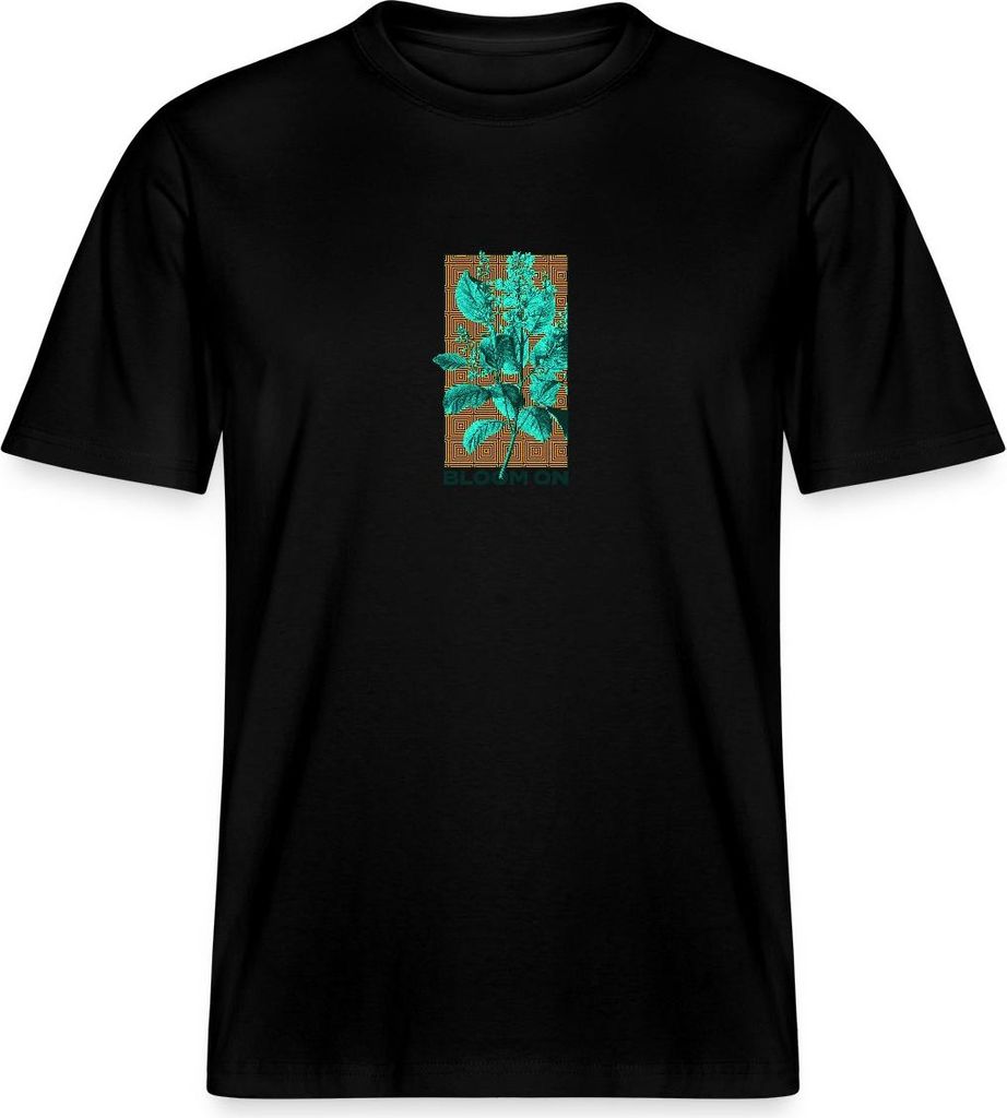 Spreadshirt Vintage Trend Blumen Fauna Design Bloom On Relaxed Fit Uni T-Shirt, XL, Schwarz