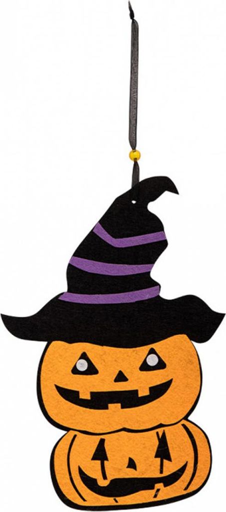 Halloween Kürbis mit Hexenhut Filzdeko zum Aufhängen