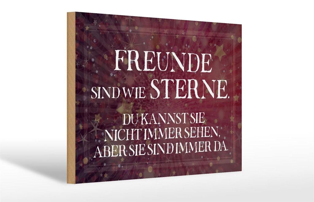 Holzschild Spruch 30x20cm Freunde sind wie Sterne Schild Produktbild 
