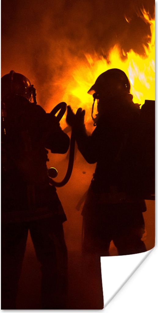 MuchoWow Poster Silhouetten von Feuerwehrleuten 20x40 cm - Plakat - Foto