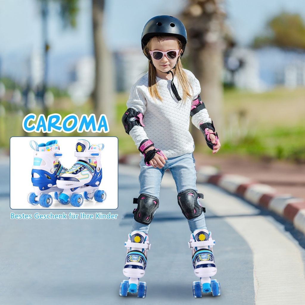 CAROMA Inline Skates Verstellbare Rollschuh mit Leuchtenden LED Rädern für Kids# 