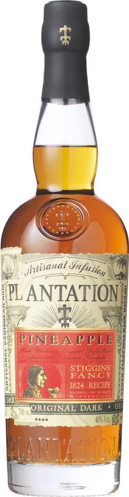 A bottle of Plantation Pineapple Rum.