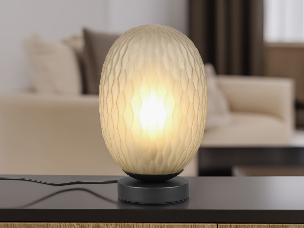 Kleine Retro LED Tischlampe dimmbar mit Glas Lampenschirm Grün oval, Höhe 28cm