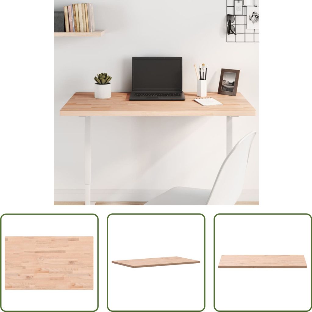 The Living Store Tischplatte 100x60x2,5 cm Rechteckig Massivholz Buche