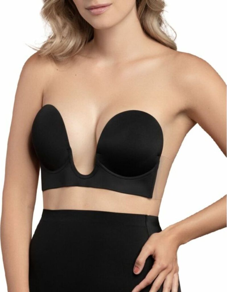 Bye Bra Nahtloser U-Style-BH, Selbstklebender BH, Trägerloser Und Rückenfreier BH, Push-Up-BH, Cup A-E, Beige Und Schwarz