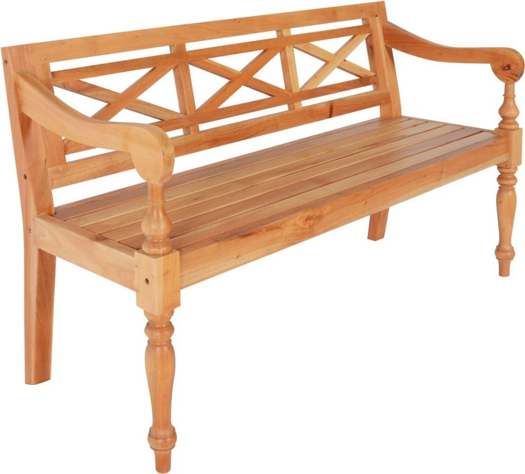 The Living Store Batavia-Bank Hellbraun 123 cm Massivholz Mahagoni