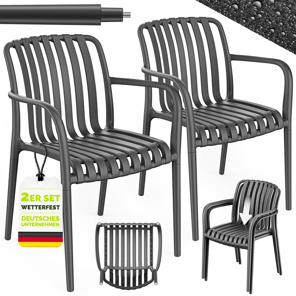 Set da 2 sedie da giardino tillvex® impilabili e resistenti Immagine del prodotto 