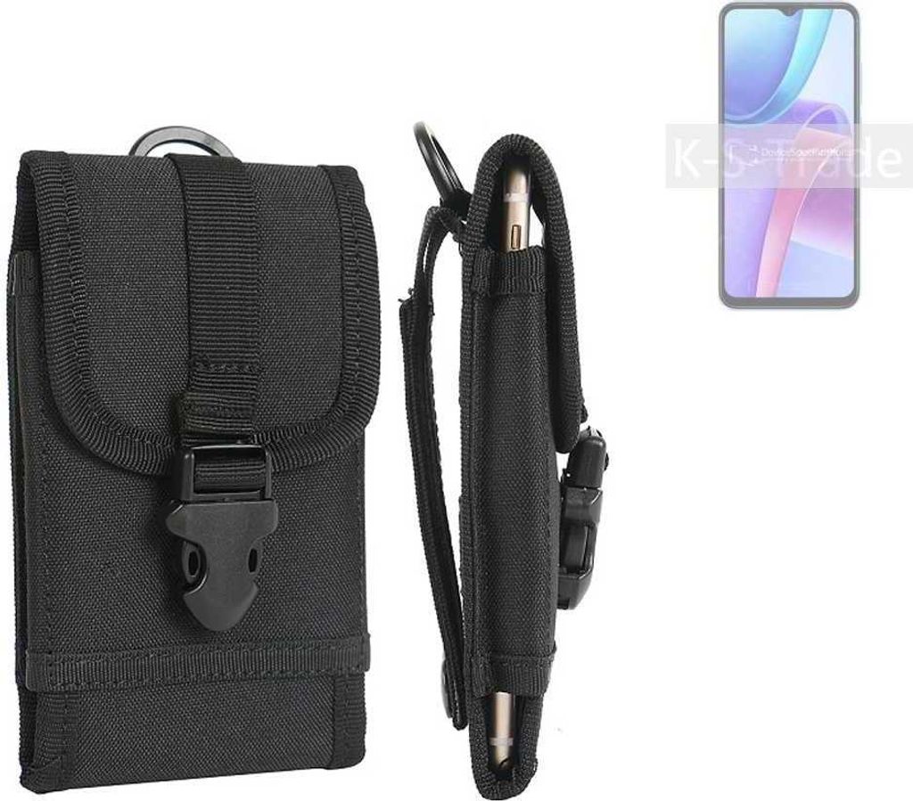 K-S-Trade Holster Handy Hülle kompatibel mit Xiaomi Redmi Note 11R Holster Handytasche Gürtel Tasche Schutz Hülle Robust Outdoor schwarz