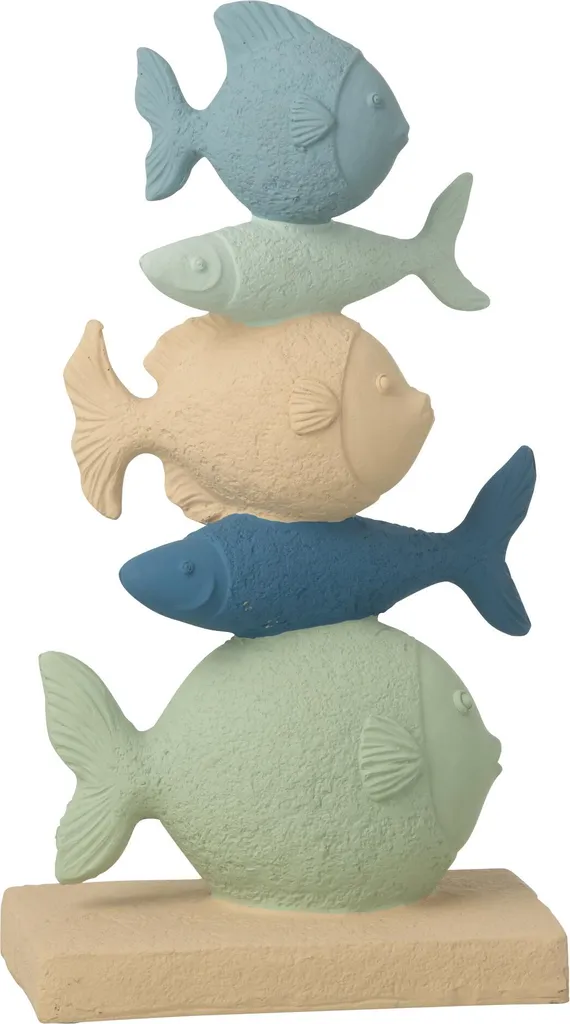 Objet déco poisson bleu sur pied J-Line - Ambiance bord de mer maison