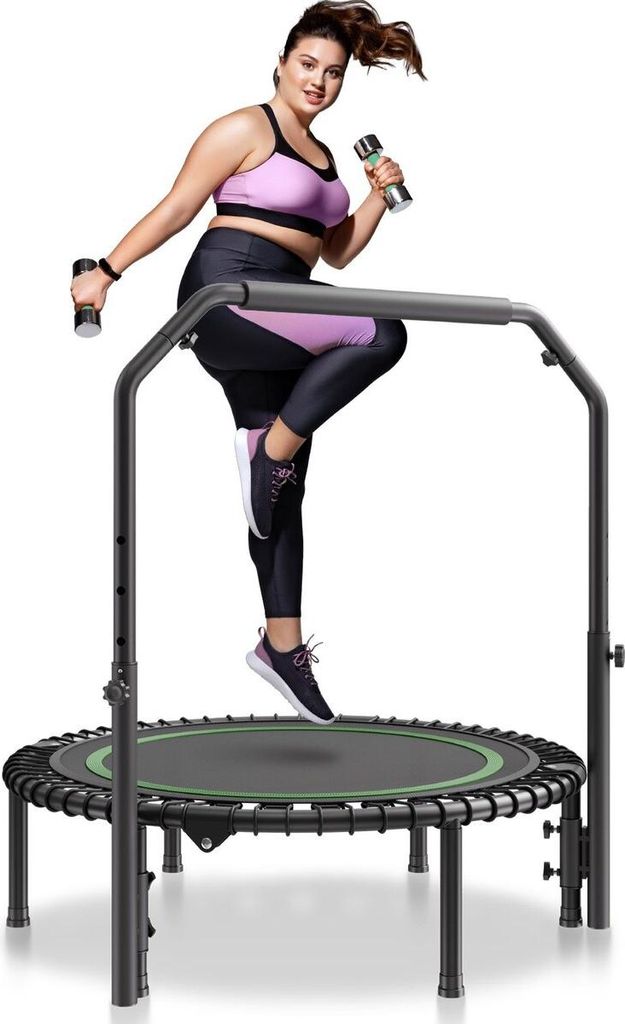 40" Foldable Mini Fitness Trampoline Adults Exercise Rebounder with Handle