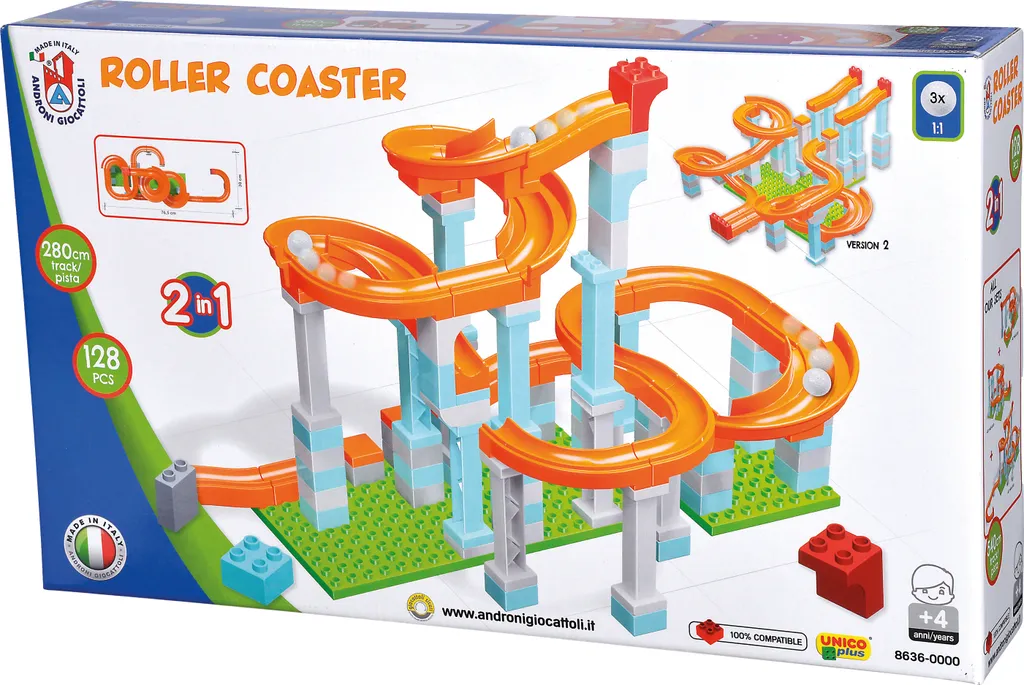 Jeu de Construction Circuit de Billes avec Rails Flexibles - 128 pcs - 4