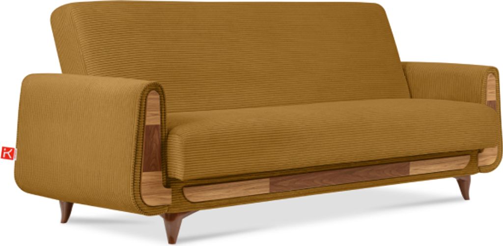 KONSIMO Schlafsofas mit Armlehnen "GUSTAVO II", Gelb, Kordstoff, Modern, 230x98x98cm
