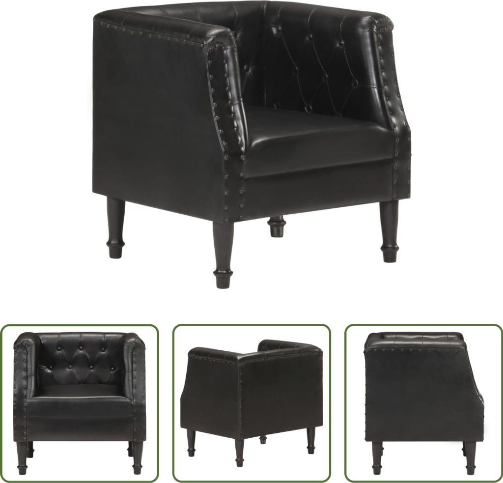 The Living Store Sessel Schwarz Echtleder