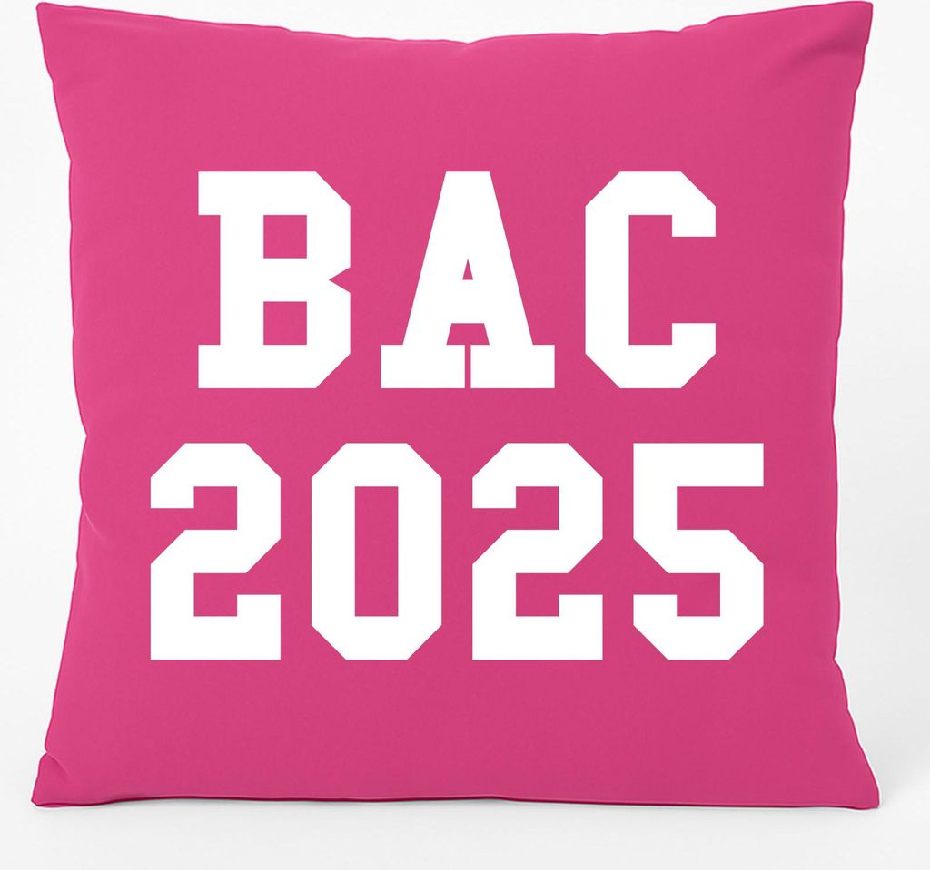 Huuraa Kissen BAC 2025 Abschluss Frankreich 40x40cm mit Füllung Fuchsia Baumwolle Dekokissen Geschenkidee
