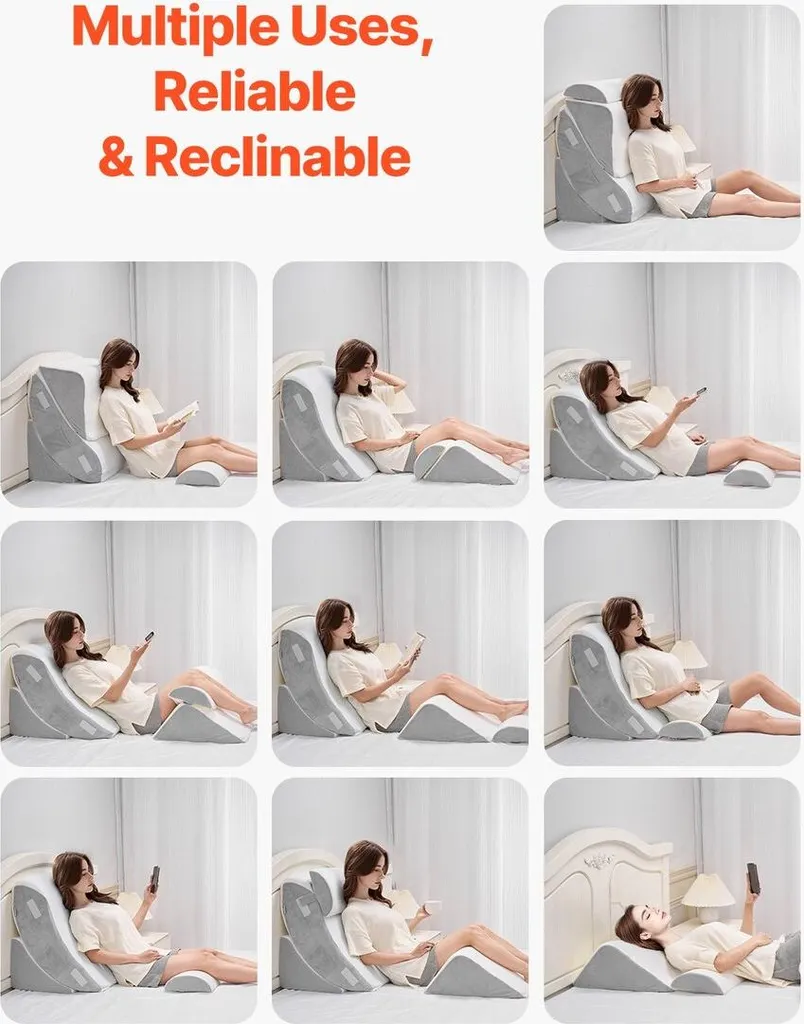 Oreiller anti-reflux et mal de dos : cale orthopédique 4 pièces réglable