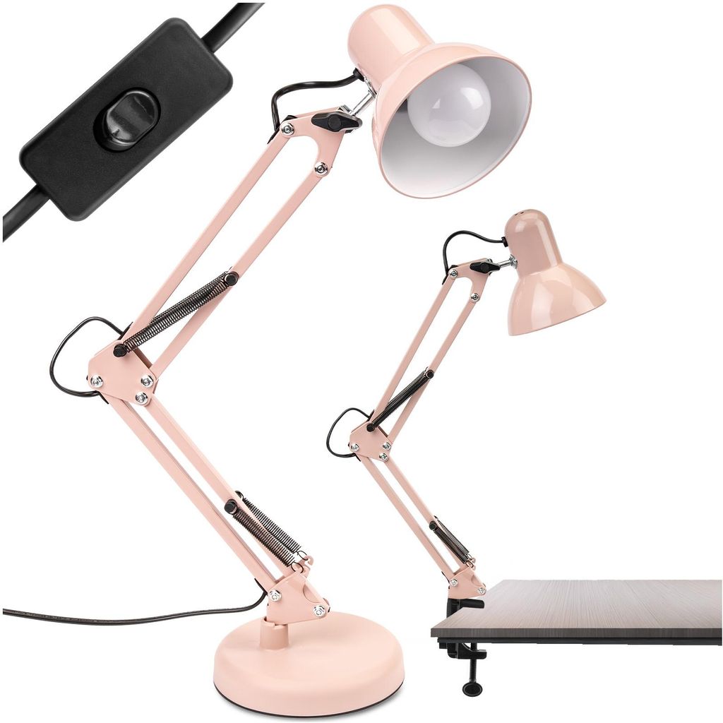 LUMILED lampa biurkowa pudrowy róż metal gniazdo E27 Zdjęcie produktu 