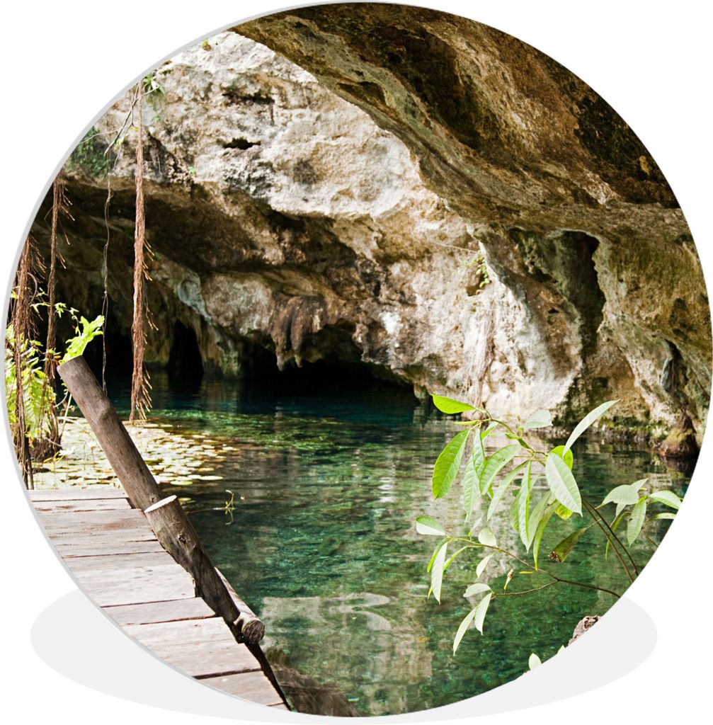 MuchoWow Rundes Wandbild - Runde Bilder See inmitten von Höhlen in der Nähe von Quintana Roo in Mexiko Ø 60 cm Kreis Wanddekoration Kunststoff...