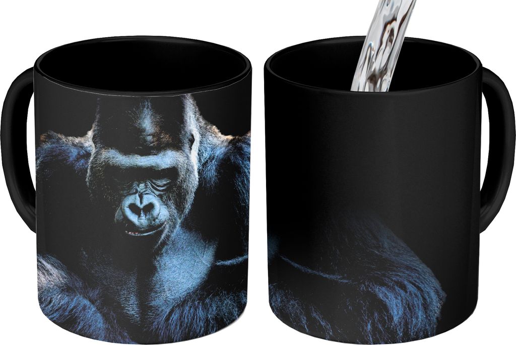 MuchoWow Zauber Tasse Zaubertasse Magic Ein Gorilla schaut eindrucksvoll in die Kamera 350 ml Farbwechsel Becher Geschenk Geschenkidee - Magic-Ta...