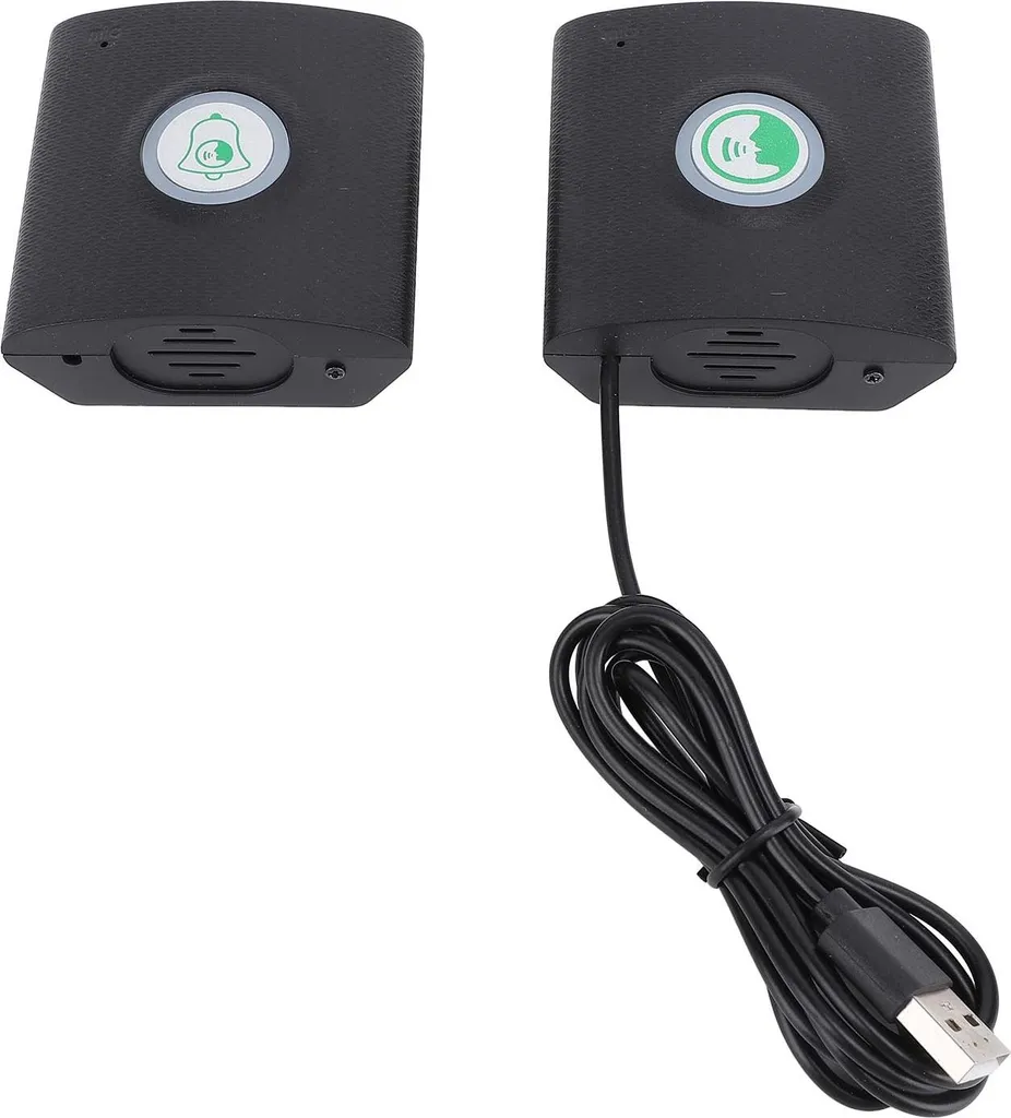 Sonnette sans fil rechargeable USB avec interphone 2 voies Noir IP55