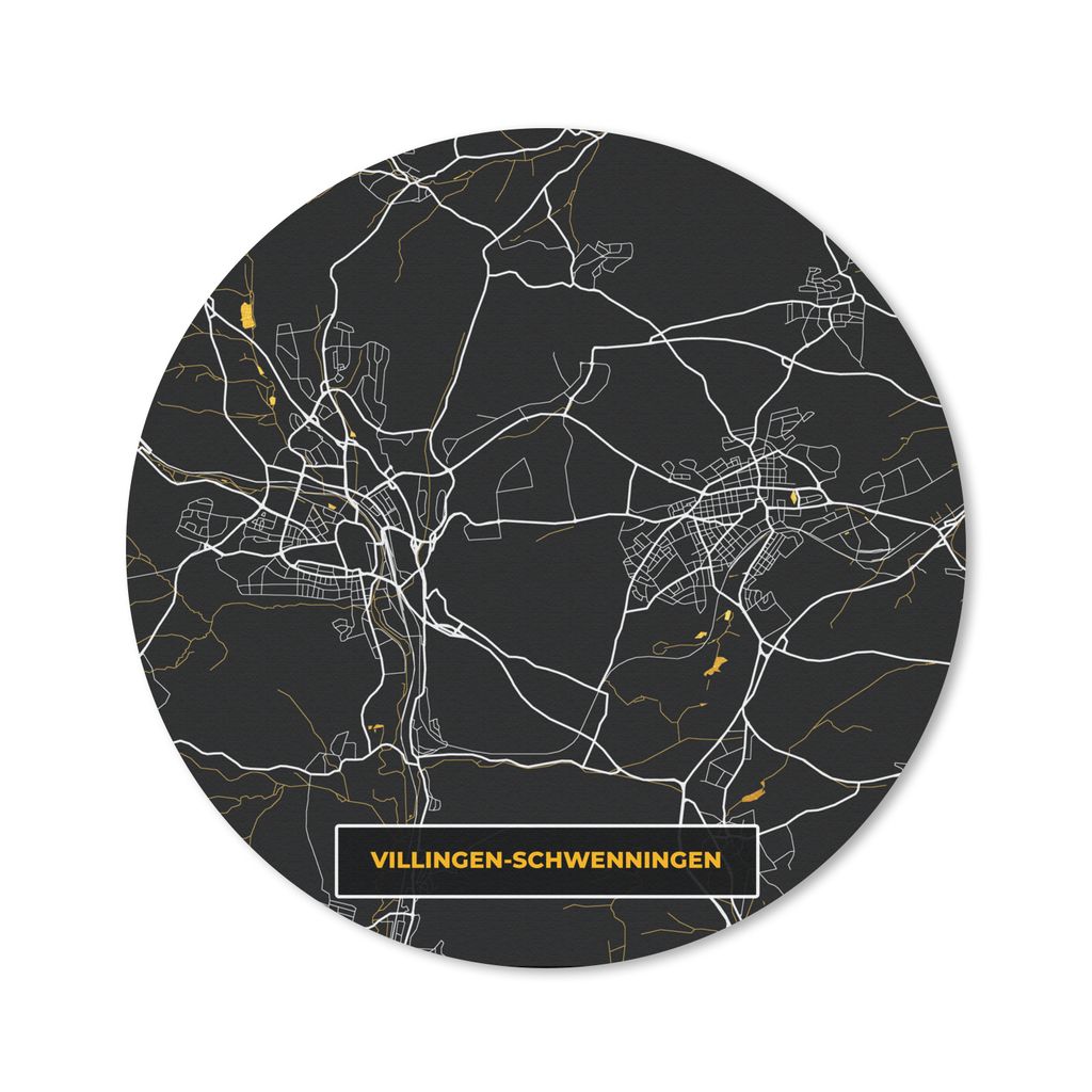 MuchoWow Mauspad Mousepad Deutschland - Schwarz und Gold - Villingen Schwenningen - Stadtplan - Karte 40x40 cm - Mousepads - Maus Mat - Pad - Mau...