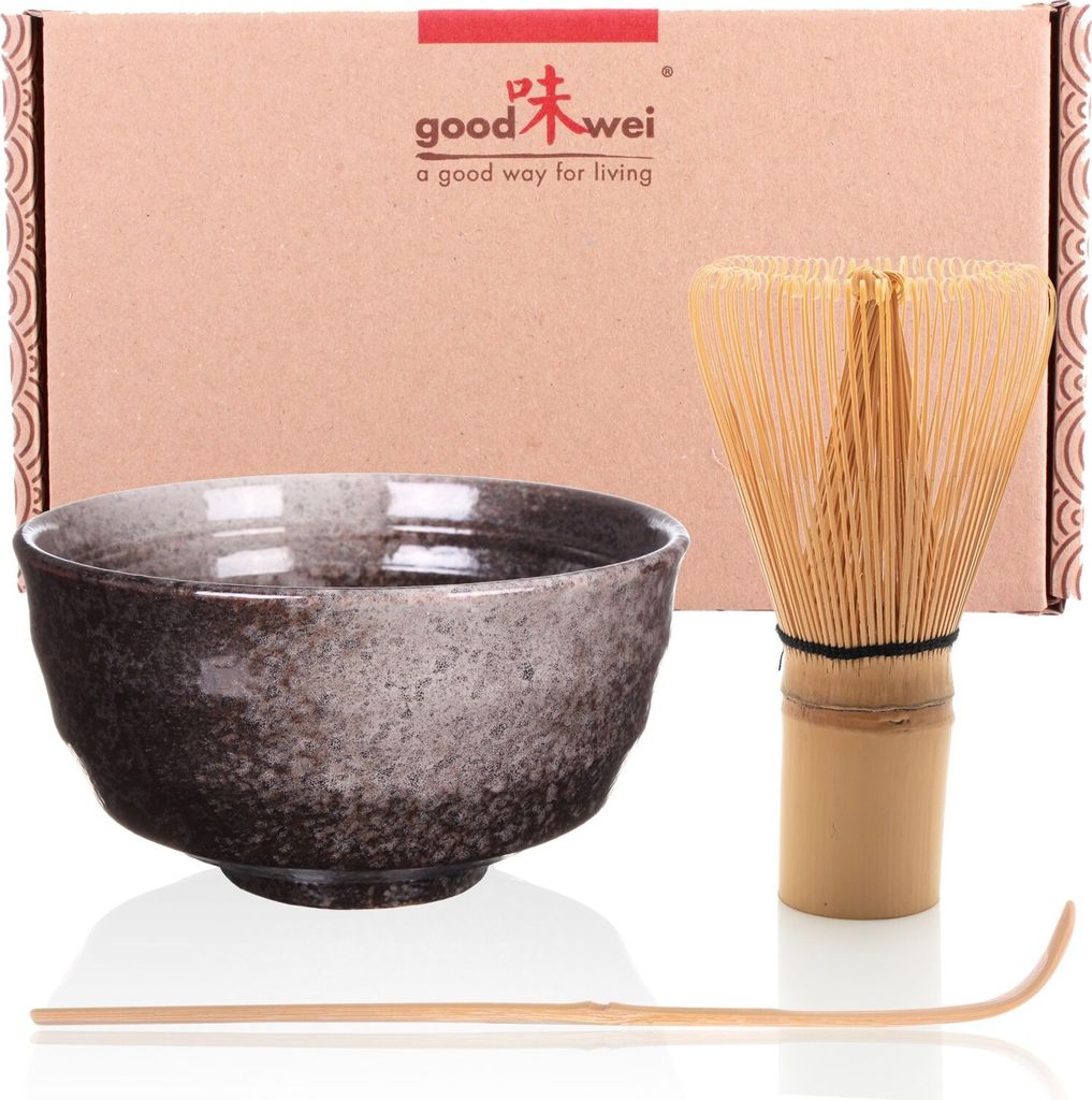 Matcha Teezeremonie Set "Goma" mit Teeschale und Matchabesen