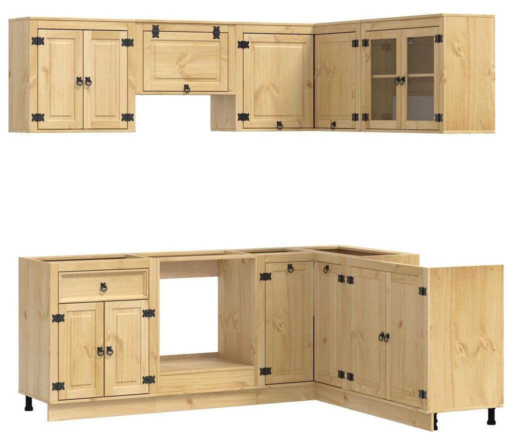 vidaXL Armadio SKI, 8 pezzi, color miele, legno di pino Immagine del prodotto 